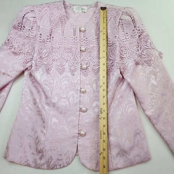 Vintage 2pc Skirt Top In the Mood 10 Pink Floral Lace Boho Fairy Wedding Mother - Picture 15 of 16